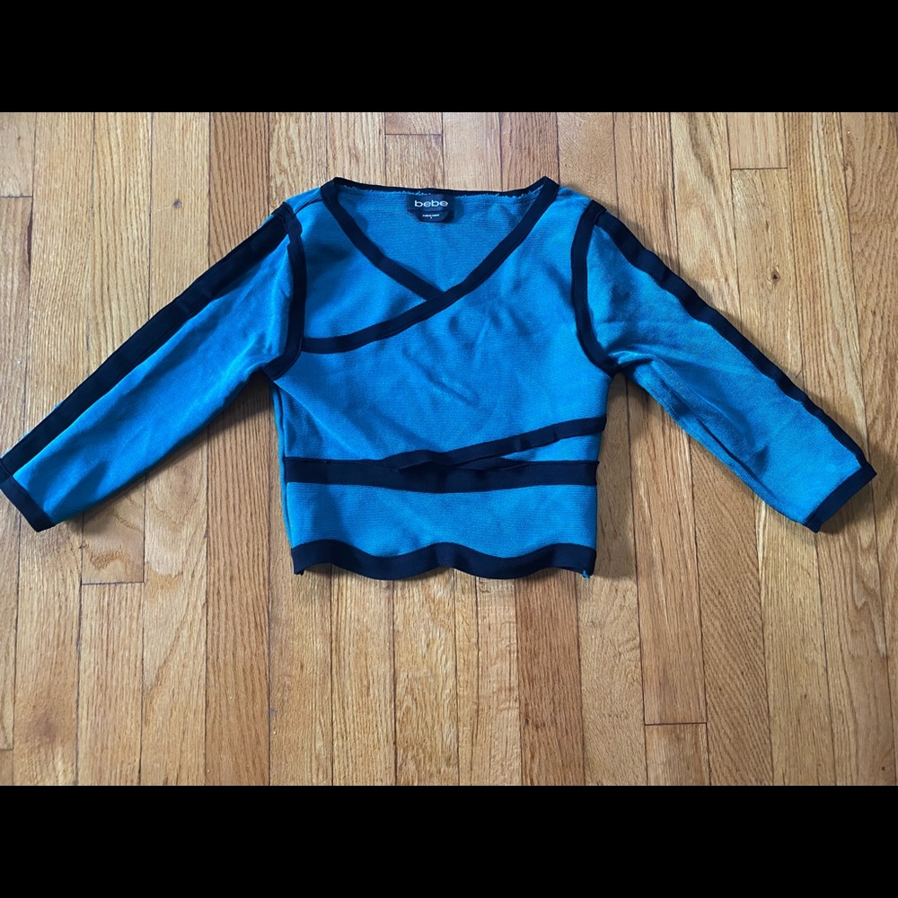 Bebe Teal & Black Bandage Top